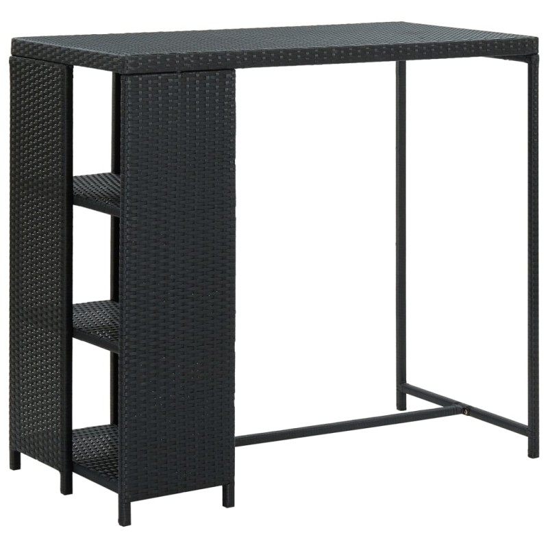 vidaXL Tavolo da Bar con Ripiani Nero 120x60x110 cm in Polyrattan vidaXL Tavolo da Bar con Ripiani Nero 120x60x110 cm in Polyrattan