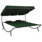 vidaXL Lettino Prendisole con Baldacchino e Cuscini Verde vidaXL Lettino Prendisole con Baldacchino e Cuscini Verde