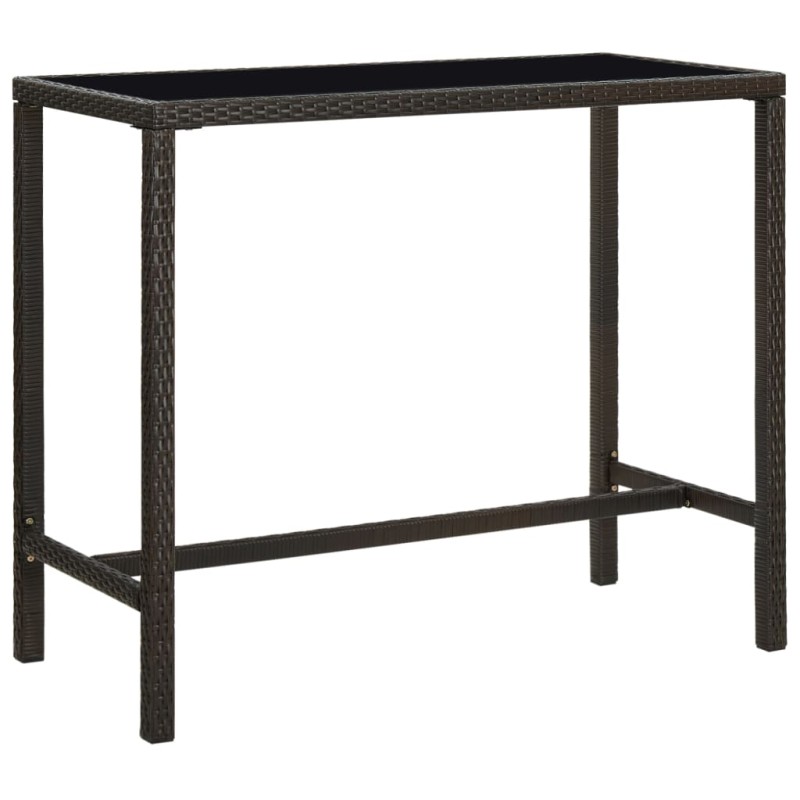 vidaXL Tavolo da Bar per Esterni Marrone 130x60x110cm Polyrattan Vetro vidaXL Tavolo da Bar per Esterni Marrone 130x60x110cm Polyrattan Vetro
