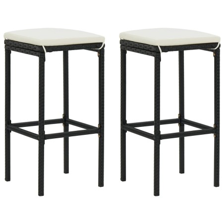 vidaXL Sgabelli da Bar con Cuscini 3 pz Neri in Polyrattan