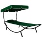 vidaXL Lettino Prendisole con Baldacchino e Cuscino Verde vidaXL Lettino Prendisole con Baldacchino e Cuscino Verde
