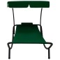 vidaXL Lettino Prendisole con Baldacchino e Cuscino Verde vidaXL Lettino Prendisole con Baldacchino e Cuscino Verde