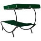 vidaXL Lettino Prendisole con Baldacchino e Cuscino Verde vidaXL Lettino Prendisole con Baldacchino e Cuscino Verde