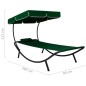 vidaXL Lettino Prendisole con Baldacchino e Cuscino Verde vidaXL Lettino Prendisole con Baldacchino e Cuscino Verde