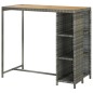vidaXL Tavolo da Bar con Ripiani Grigio 120x60x110 cm in Polyrattan