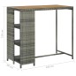 vidaXL Tavolo da Bar con Ripiani Grigio 120x60x110 cm in Polyrattan