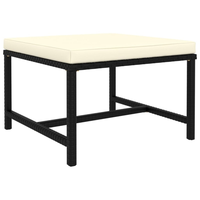 vidaXL Poggiapiedi Modulare con Cuscino in Polyrattan Nero vidaXL Poggiapiedi Modulare con Cuscino in Polyrattan Nero