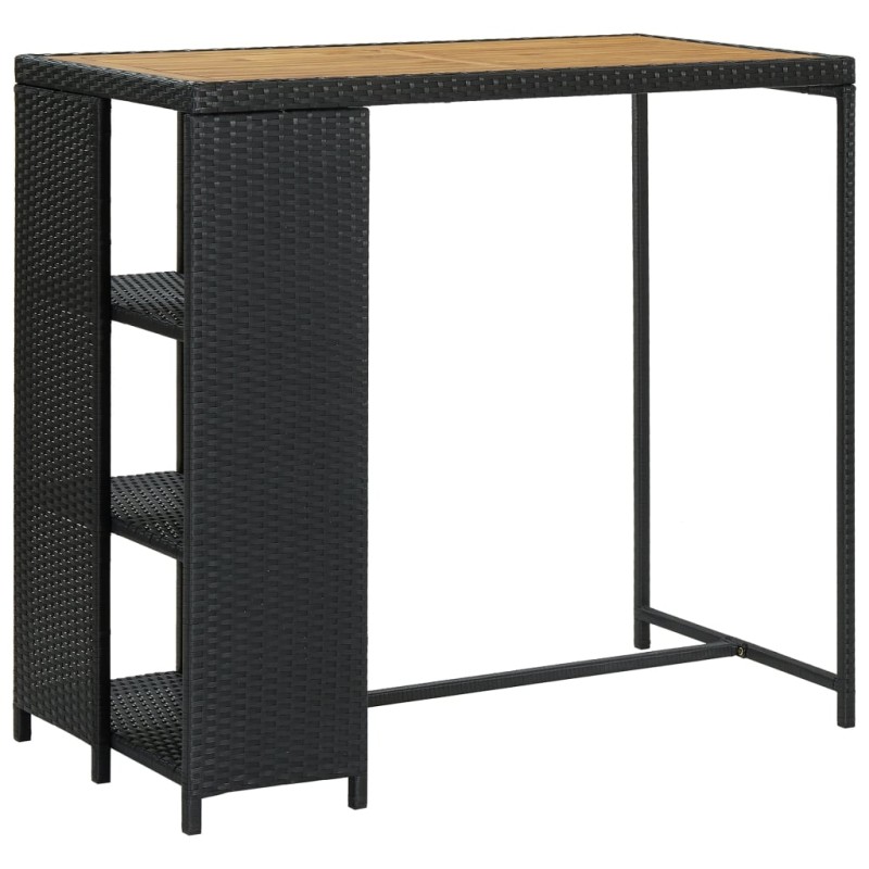 vidaXL Tavolo da Bar con Ripiani Nero 120x60x110 cm in Polyrattan vidaXL Tavolo da Bar con Ripiani Nero 120x60x110 cm in Polyrattan