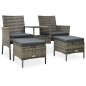 vidaXL Divano da Giardino a 2 Posti Tavolino e Pouf Polyrattan Grigio vidaXL Divano da Giardino a 2 Posti Tavolino e Pouf Polyrattan Grigio