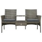 vidaXL Divano da Giardino a 2 Posti Tavolino e Pouf Polyrattan Grigio vidaXL Divano da Giardino a 2 Posti Tavolino e Pouf Polyrattan Grigio
