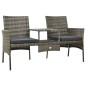 vidaXL Divano da Giardino a 2 Posti Tavolino e Pouf Polyrattan Grigio vidaXL Divano da Giardino a 2 Posti Tavolino e Pouf Polyrattan Grigio