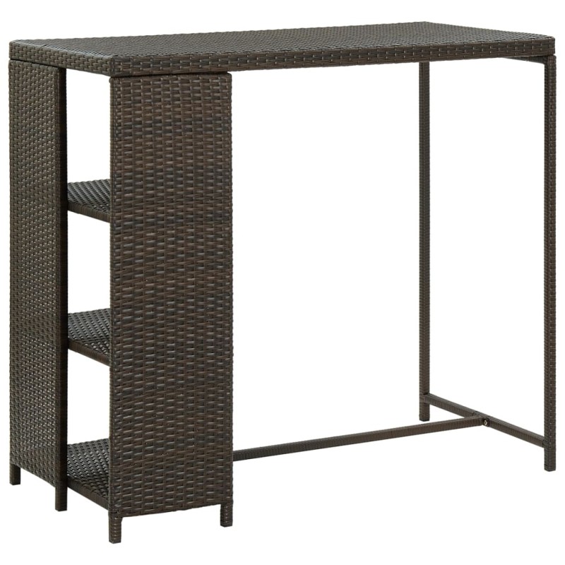 vidaXL Tavolo da Bar con Ripiani Marrone 120x60x110 cm in Polyrattan vidaXL Tavolo da Bar con Ripiani Marrone 120x60x110 cm in Polyrattan