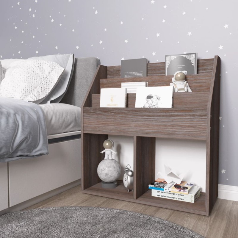 Portariviste Bambini Grigio e Sonoma 71x30x78,5 cm Truciolato Portariviste Bambini Grigio e Sonoma 71x30x78,5 cm Truciolato