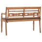 vidaXL Panca Batavia con Cuscino Grigio Scuro 120 cm Massello di Teak vidaXL Panca Batavia con Cuscino Grigio Scuro 120 cm Massello di Teak