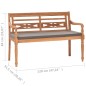 vidaXL Panca Batavia con Cuscino Grigio Scuro 120 cm Massello di Teak vidaXL Panca Batavia con Cuscino Grigio Scuro 120 cm Massello di Teak