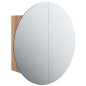Armadio da Bagno con Specchio Rotondo e LED Rovere 40x40x17,5cm Armadio da Bagno con Specchio Rotondo e LED Rovere 40x40x17,5cm