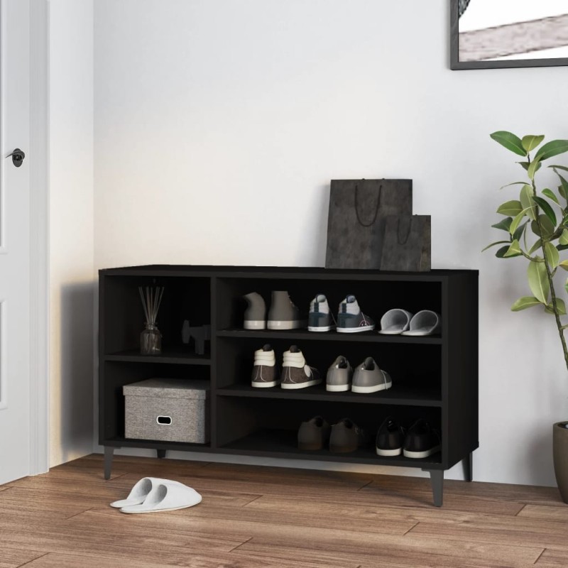 Scarpiera Nera 102x36x60 cm in Legno Multistrato Scarpiera Nera 102x36x60 cm in Legno Multistrato