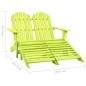 vidaXL Sedia 2 Posti Adirondack con Ottomana in Abete Massello Verde vidaXL Sedia 2 Posti Adirondack con Ottomana in Abete Massello Verde