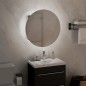 Armadio da Bagno con Specchio Rotondo e LED Rovere 40x40x17,5cm Armadio da Bagno con Specchio Rotondo e LED Rovere 40x40x17,5cm