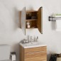 Armadio da Bagno con Specchio Rotondo e LED Rovere 40x40x17,5cm Armadio da Bagno con Specchio Rotondo e LED Rovere 40x40x17,5cm