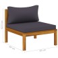 vidaXL Divano Centrale Modulare Cuscini Grigio Scuro Massello Acacia vidaXL Divano Centrale Modulare Cuscini Grigio Scuro Massello Acacia