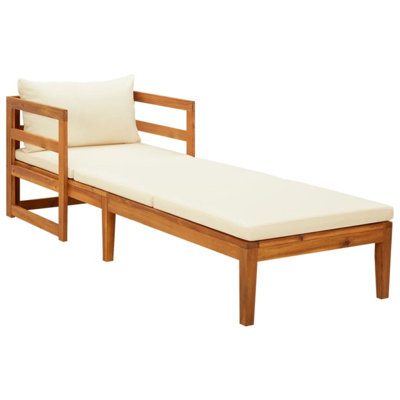 vidaXL Lettino Prendisole con Cuscini Bianco Crema in Acacia Massello vidaXL Lettino Prendisole con Cuscini Bianco Crema in Acacia Massello