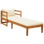 vidaXL Lettino Prendisole con Cuscini Bianco Crema in Acacia Massello vidaXL Lettino Prendisole con Cuscini Bianco Crema in Acacia Massello