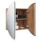 Armadio da Bagno con Specchio Rotondo e LED Rovere 40x40x17,5cm Armadio da Bagno con Specchio Rotondo e LED Rovere 40x40x17,5cm