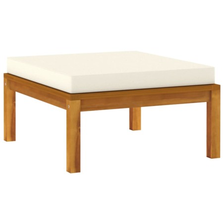 vidaXL Poggiapiedi con Cuscino Bianco Crema in Massello d'Acacia