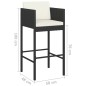 vidaXL Sgabelli da Bar 4 pz con Cuscini Neri in Polyrattan vidaXL Sgabelli da Bar 4 pz con Cuscini Neri in Polyrattan