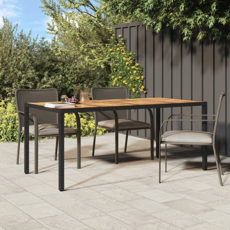 vidaXL Tavolo da Giardino 190x90x75 cm Polyrattan Legno di Acacia Nero vidaXL Tavolo da Giardino 190x90x75 cm Polyrattan Legno di Acacia Nero