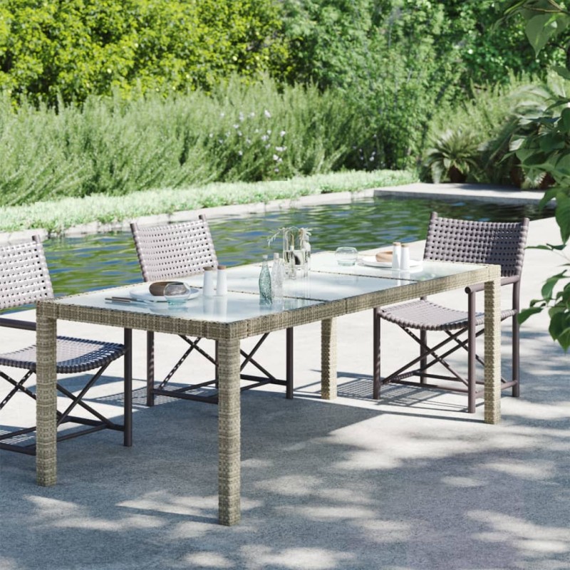 vidaXL Tavolo Giardino Grigio 190x90x75 cm Vetro Temperato Polyrattan vidaXL Tavolo Giardino Grigio 190x90x75 cm Vetro Temperato Polyrattan