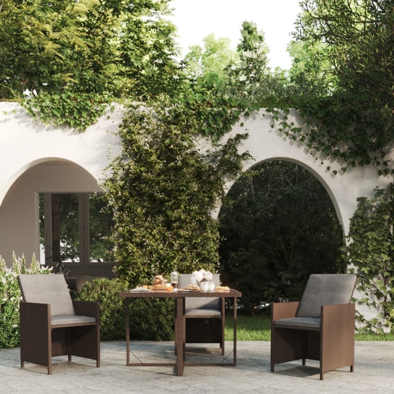 vidaXL Tavolo da Giardino Marrone 109x107x74 cm in Polyrattan e Vetro vidaXL Tavolo da Giardino Marrone 109x107x74 cm in Polyrattan e Vetro