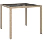 vidaXL Tavolo Giardino 90x90x75 cm Vetro Temperato e Polyrattan Beige vidaXL Tavolo Giardino 90x90x75 cm Vetro Temperato e Polyrattan Beige