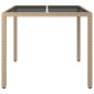 vidaXL Tavolo Giardino 90x90x75 cm Vetro Temperato e Polyrattan Beige vidaXL Tavolo Giardino 90x90x75 cm Vetro Temperato e Polyrattan Beige