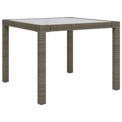vidaXL Tavolo Giardino 90x90x75cm Vetro Temperato e Polyrattan Grigio