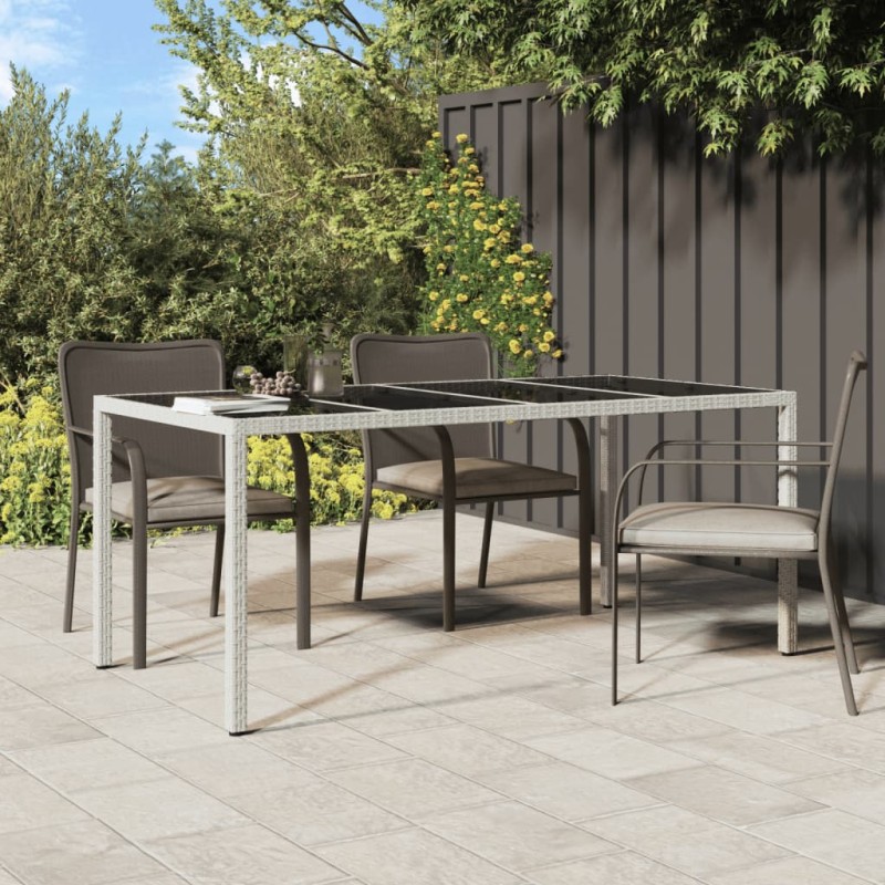vidaXL Tavolo Giardino Bianco 190x90x75 cm Vetro Temperato Polyrattan vidaXL Tavolo Giardino Bianco 190x90x75 cm Vetro Temperato Polyrattan