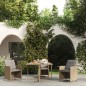 vidaXL Tavolo da Giardino Beige 109x107x74 cm in Polyrattan e Vetro vidaXL Tavolo da Giardino Beige 109x107x74 cm in Polyrattan e Vetro