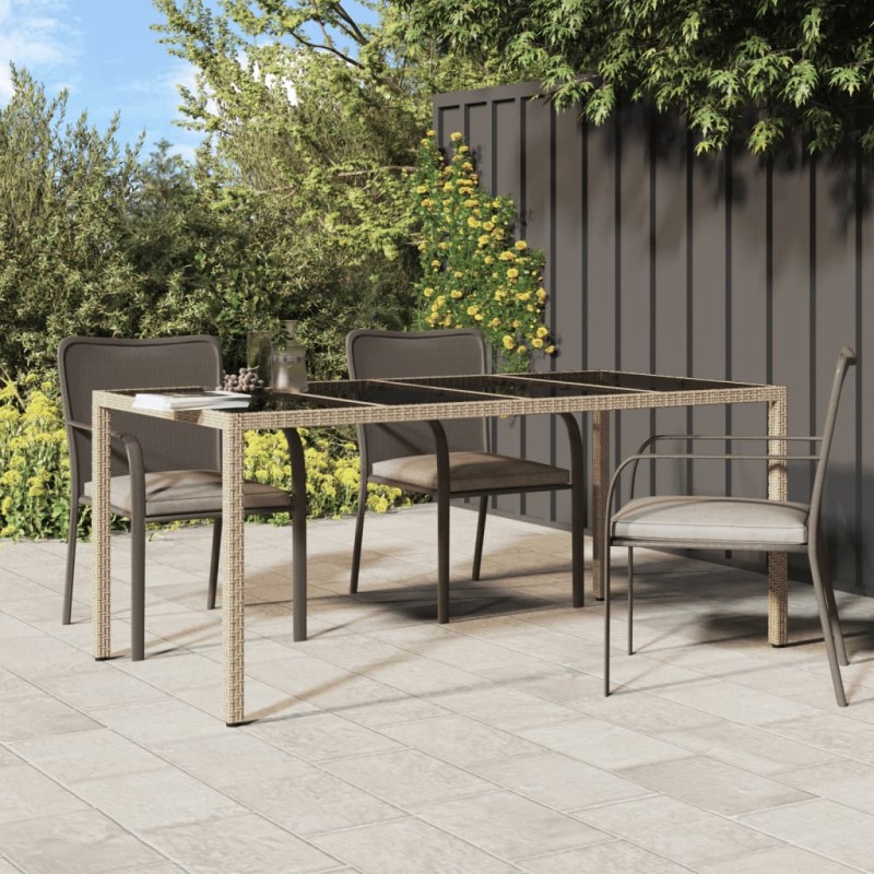vidaXL Tavolo Giardino Beige 190x90x75 cm Vetro Temperato Polyrattan vidaXL Tavolo Giardino Beige 190x90x75 cm Vetro Temperato Polyrattan