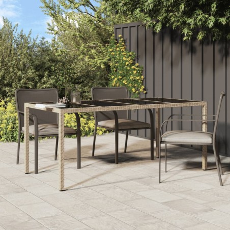 vidaXL Tavolo Giardino Beige 190x90x75 cm Vetro Temperato Polyrattan 