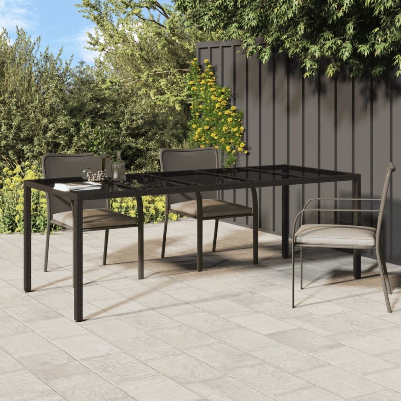 vidaXL Tavolo Giardino Marrone 250x100x75cm VetroTemperato Polyrattan vidaXL Tavolo Giardino Marrone 250x100x75cm VetroTemperato Polyrattan