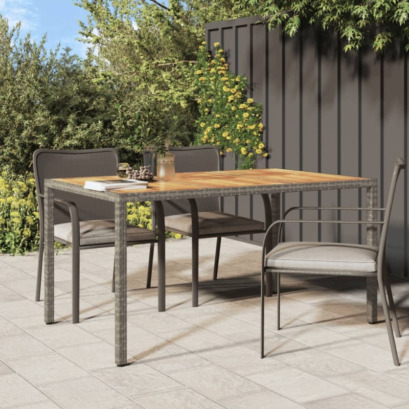 vidaXL Tavolo Giardino 150x90x75 cm Polyrattan e Legno d'Acacia Grigio vidaXL Tavolo Giardino 150x90x75 cm Polyrattan e Legno d'Acacia Grigio
