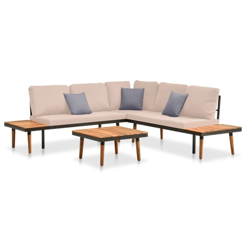 vidaXL Set Divani da Giardino 4pz con Cuscini in Legno Massello Acacia vidaXL Set Divani da Giardino 4pz con Cuscini in Legno Massello Acacia