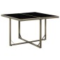 vidaXL Tavolo da Giardino Grigio 109x107x74 cm in Polyrattan e Vetro