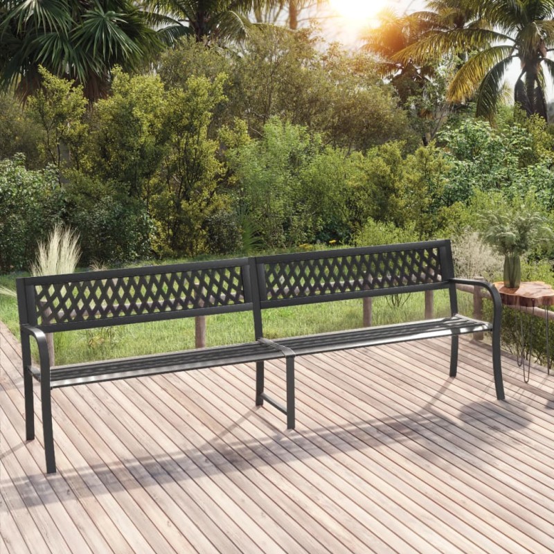 vidaXL Panca da Giardino Doppia 246 cm Nera in Acciaio vidaXL Panca da Giardino Doppia 246 cm Nera in Acciaio