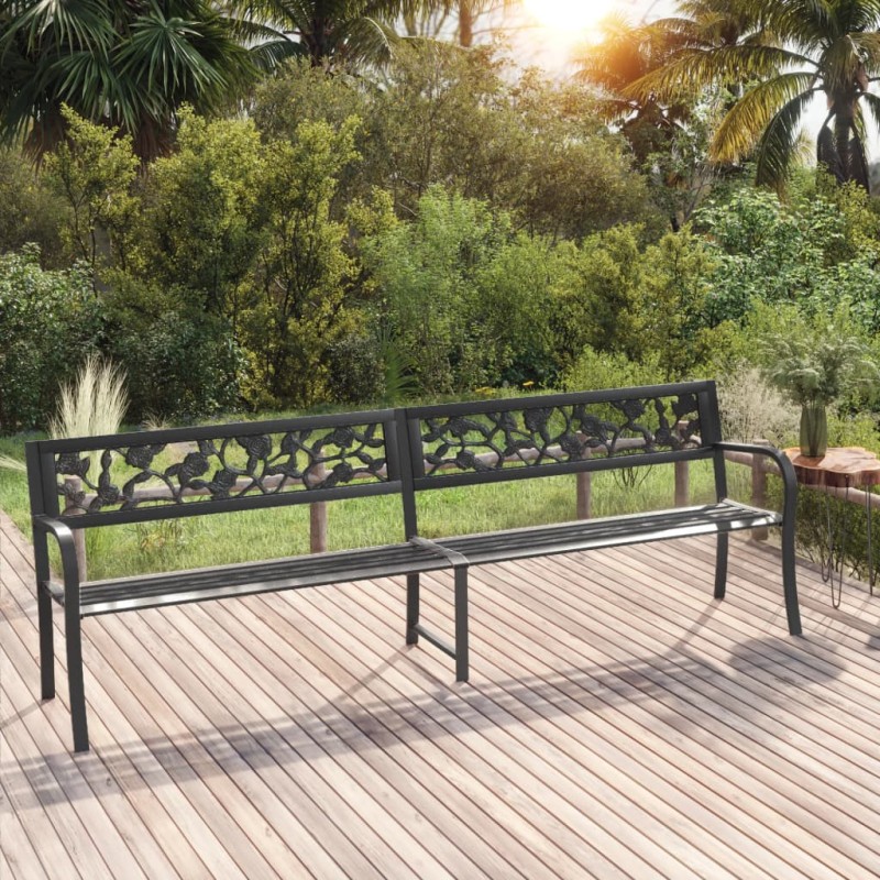 vidaXL Panca da Giardino Doppia 246 cm Nera in Acciaio vidaXL Panca da Giardino Doppia 246 cm Nera in Acciaio