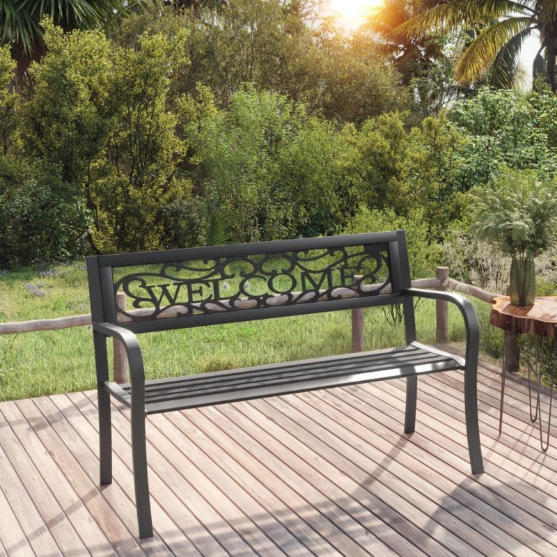 vidaXL Panchina da Giardino 125 cm in Acciaio Nera vidaXL Panchina da Giardino 125 cm in Acciaio Nera