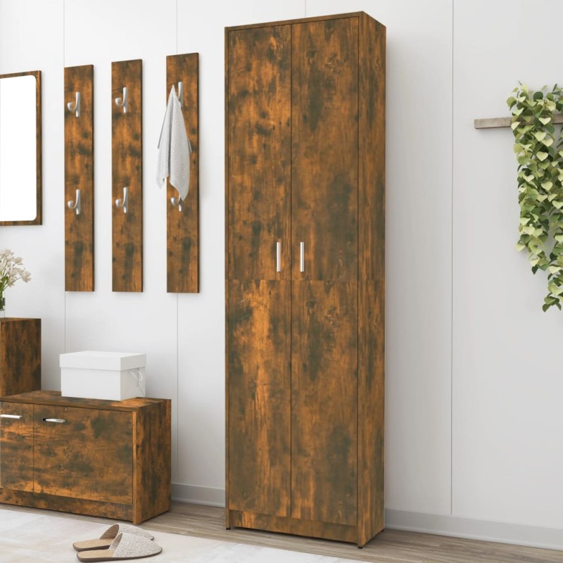 Armadio da Corridoio Rovere Fumo 55x25x189 cm Legno Multistrato Armadio da Corridoio Rovere Fumo 55x25x189 cm Legno Multistrato