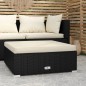 vidaXL Poggiapiedi da Giardino con Cuscino Nero 70x70x30 cm Polyrattan