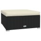 vidaXL Poggiapiedi da Giardino con Cuscino Nero 70x70x30 cm Polyrattan